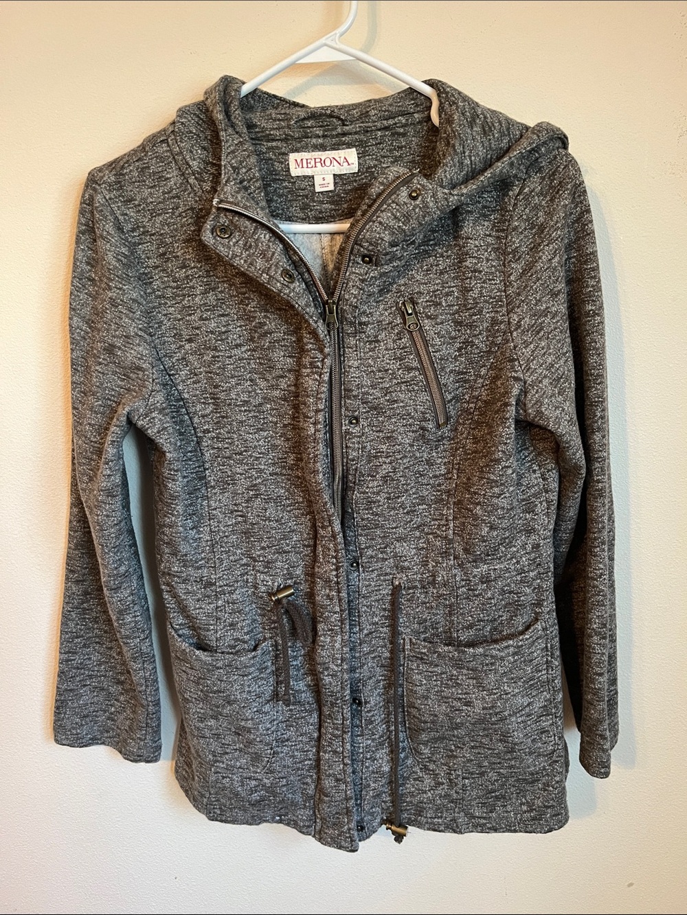 Merona Heather Gray Hooded Zip-Up Jacket